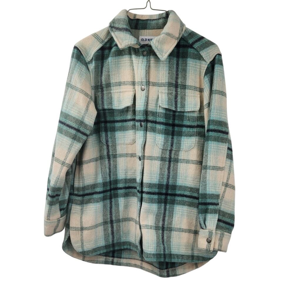 Old Navy Green Plaid Heavy Thick Flannel Shirt - Women's Extra Small